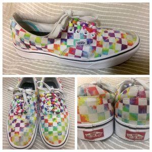 VANS Off The Wall Rainbow Checks With Add Beads  Shoes Women Size 8.5  Men 7.0